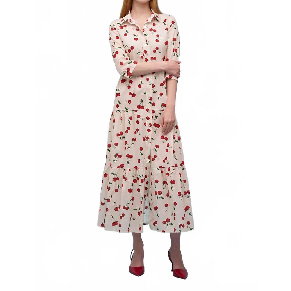 NEW ASTRID cherry maxi dress in ivory/milti